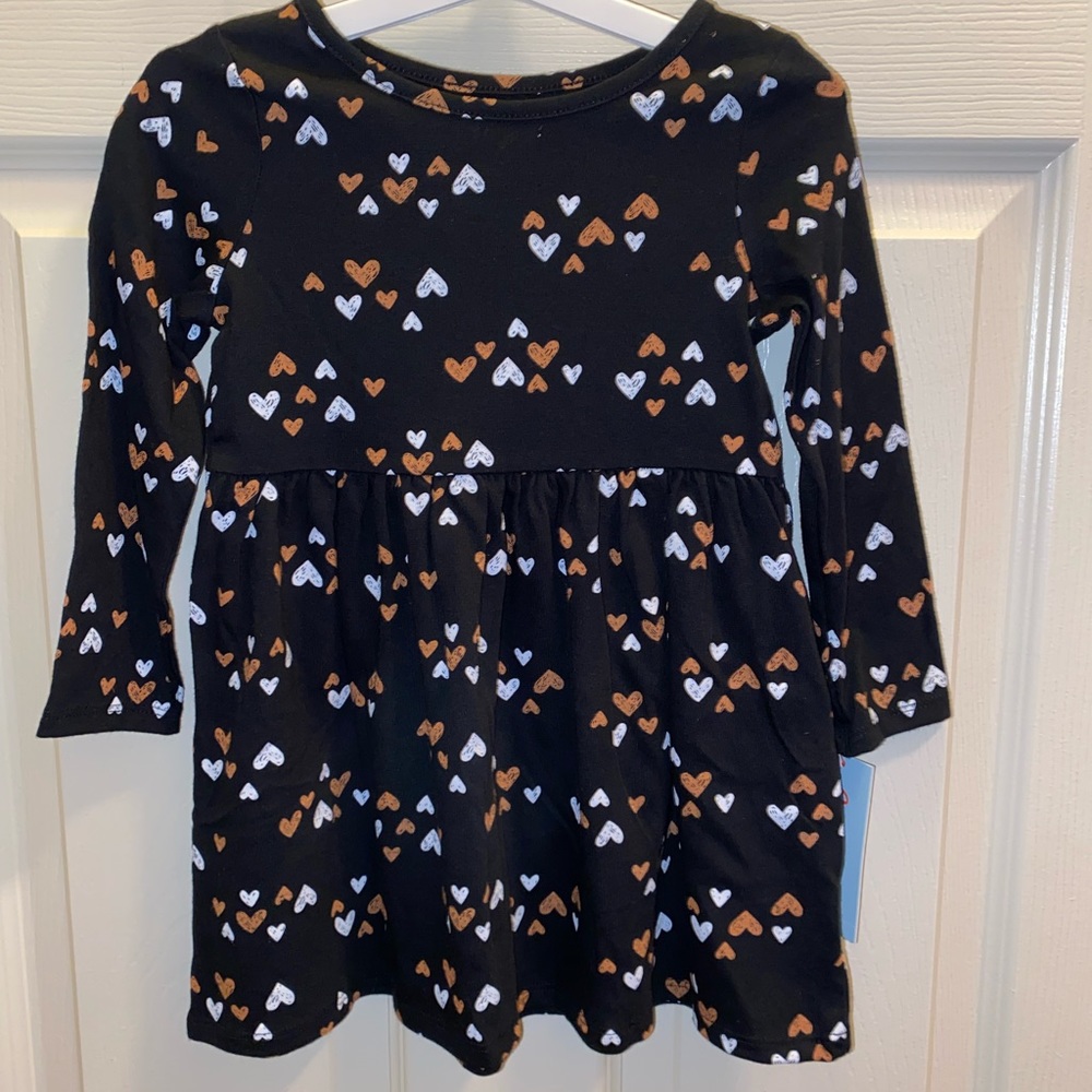 Cat & Jack Black Hearts Long-sleeve Toddler girl dress - Picture 2 of 3